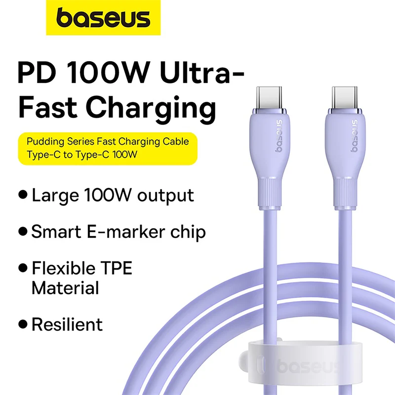 BASEUS PUDDING C TO C 100W 2M PURPLE